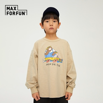 MAXFORFUN childrens clothing Camping series children long sleeve T-shirt pure cotton blouse small bear male and female child jersey