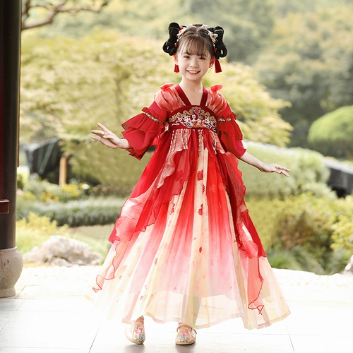 Hanfu, новинка 2025 года, детское платье для девочек, летнее платье для девочек, новый старинный костюм в национальном стиле, платье принцессы, летняя юбка в старинном стиле