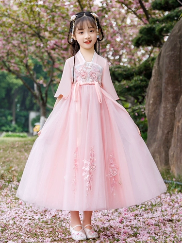 Династия Хань для девочек, новинка 2025 года, летняя одежда, детский костюм, костюм супер феи Тан, костюм в китайском стиле для маленьких девочек, летняя одежда