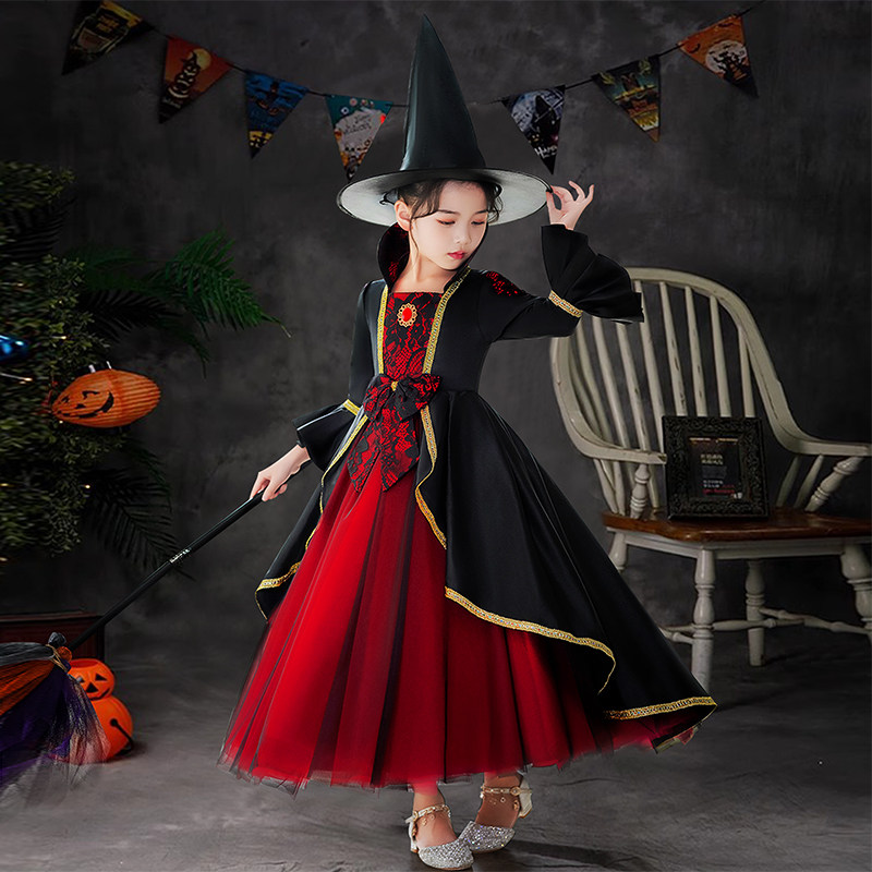 Halloween Children's Clothing Girl Vampire Queen Princess Dresses Girl Witch Show Cosplay Show Cosplay-Taobao