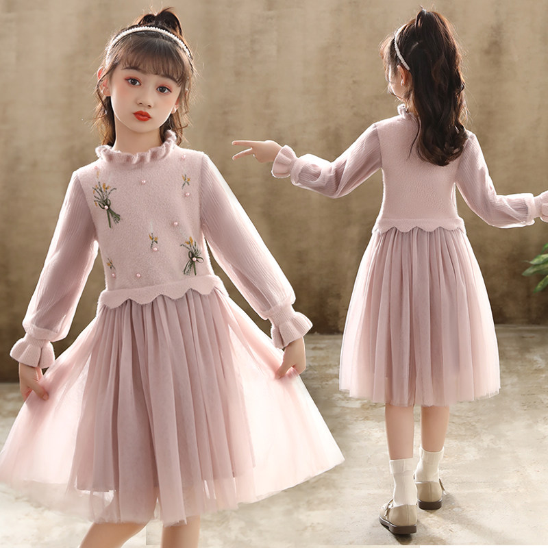 Girls dress autumn winter 2022 spring dress new children's skirt spring style foreign children's clothing girls spring and autumn princess skirt winter