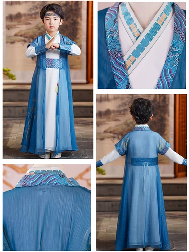 Новый костюм династии Хань для мальчиков, новинка 2025 года, костюм Тан для мальчика, весенне-осенний костюм, детский костюм для маленьких мальчиков, осенний костюм маленького мастера