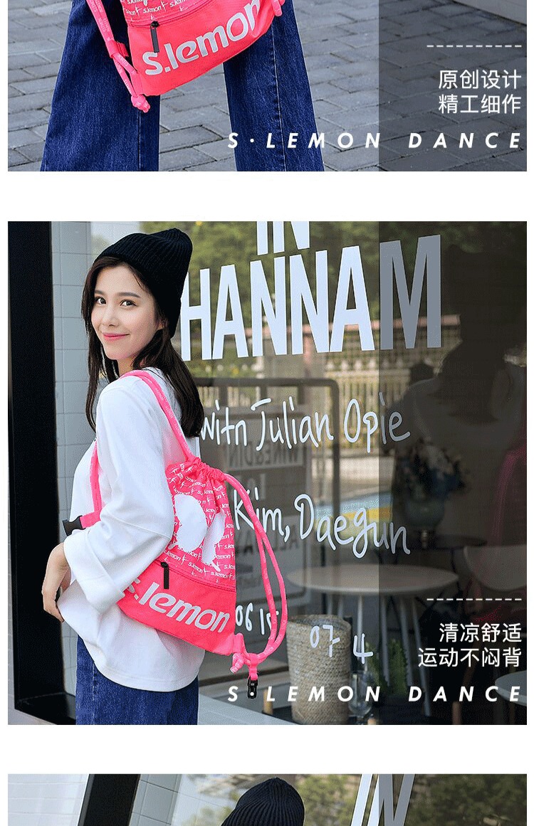 Túi khiêu vũ ba lô màu hồng tươi trẻ em người lớn cô gái bơi gói tập thể dục balo local brand