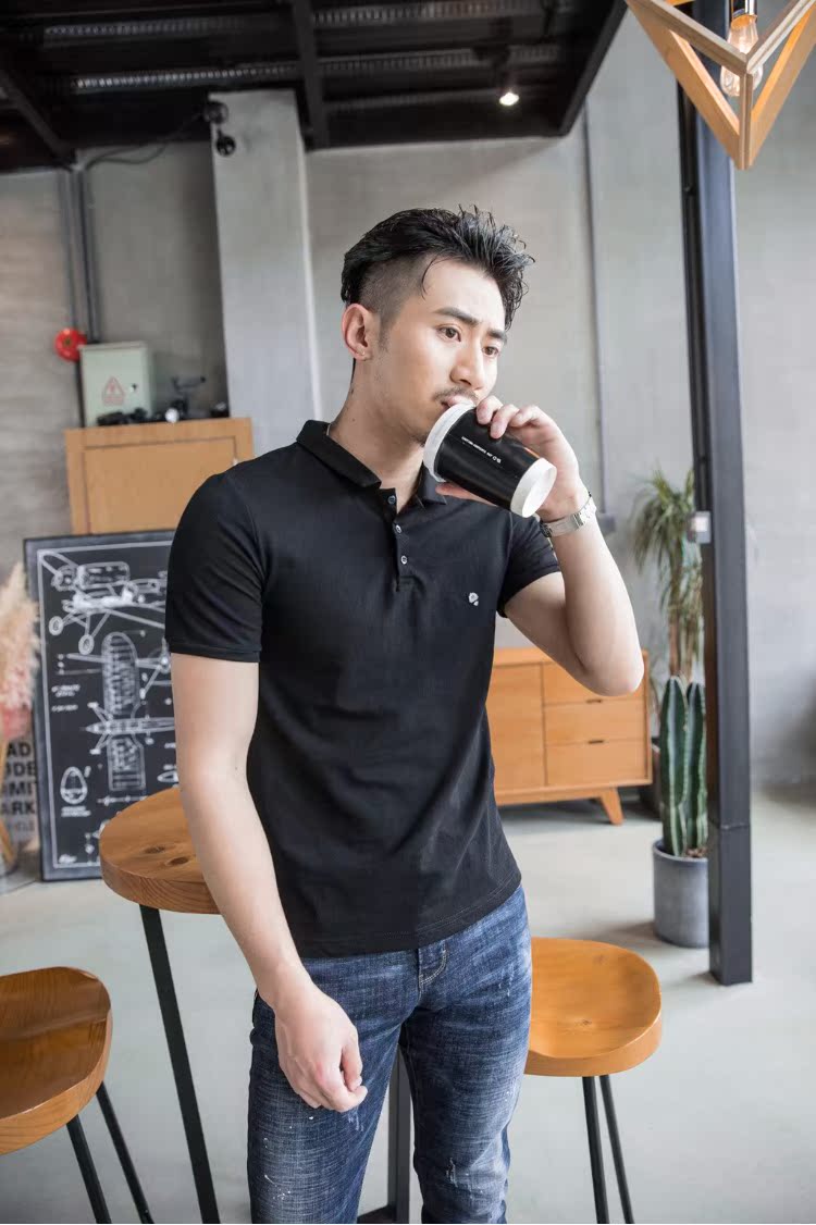 Sức mạnh mùa hè gia súc mới POLO áo sơ mi nam tay ngắn màu sắc thon gọn áo phông có cổ