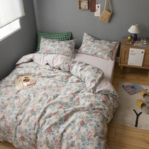 American garden four-piece cotton retro floral cotton quilt cover bed sheet 1 8 bedding three-piece active printing
