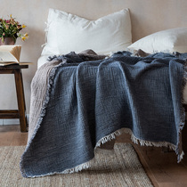 Class A full cotton four-layer gauze color spinning double-collared macaron flow Su blanket day style retro sofa blanket cover blanket summer