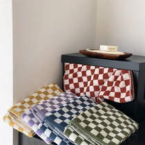 ins small checkered striped pure cotton long suede cotton home wash face towel bath towels photothezer Minamie soft-mounted face towels