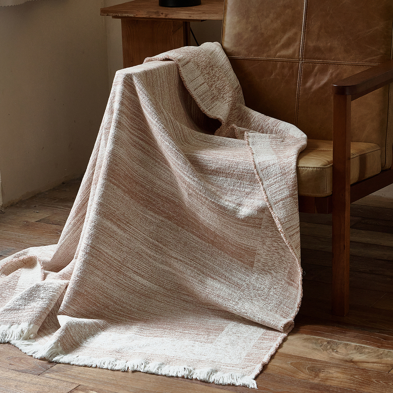 Class a Wabi-Sabi Style Bed Runner Cotton Linen Jacquard Blanket Towel Quilt Vintage Tassel Linen Air Conditioning Sofa Throw Blanket