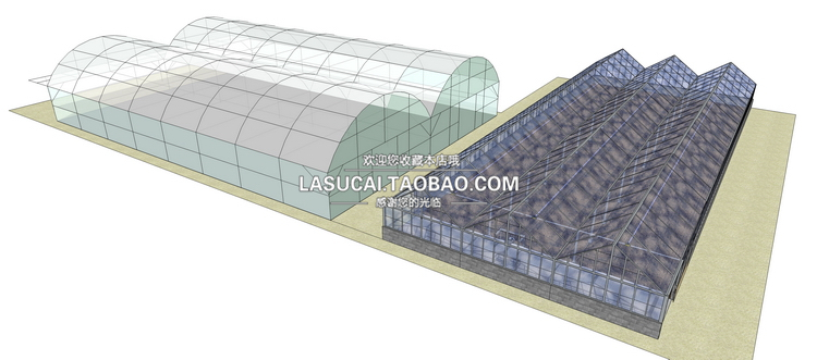 T219 大棚温室阳光棚阳光房su模型生态农庄菜园蔬菜大棚Sket...-23