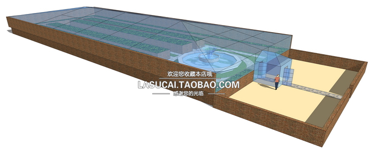 T219 大棚温室阳光棚阳光房su模型生态农庄菜园蔬菜大棚Sket...-5
