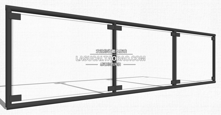 T213不锈钢玻璃栏杆SU模型现代扶手su围挡围栏景观sketchup组...-13