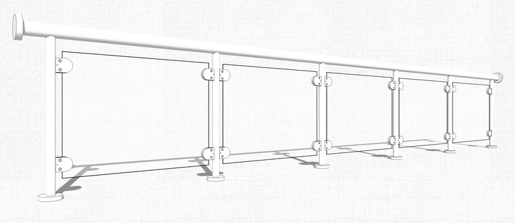 T213不锈钢玻璃栏杆SU模型现代扶手su围挡围栏景观sketchup组...-12