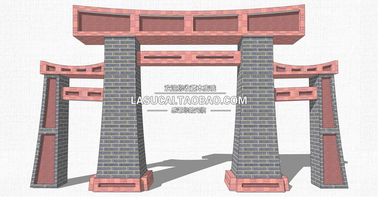 T188乡村旅游度假区景区大门入口SU模型度假公园游乐场sketc...-12