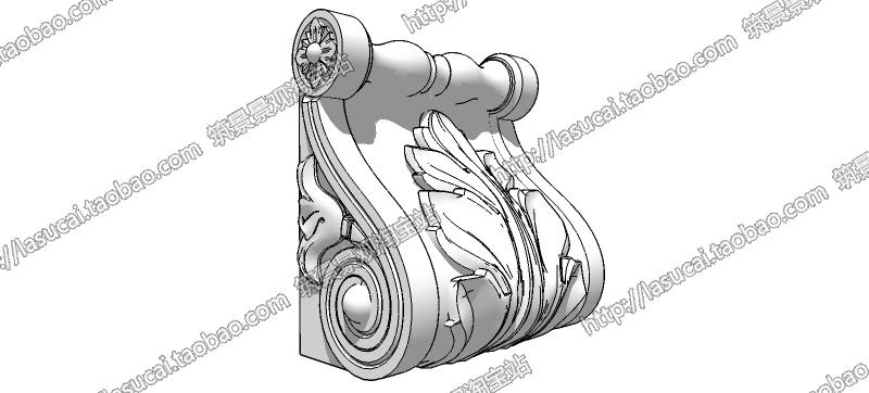SU组件Sketchup草图大师景观模型欧式建筑石膏线脚构件柱头...-2