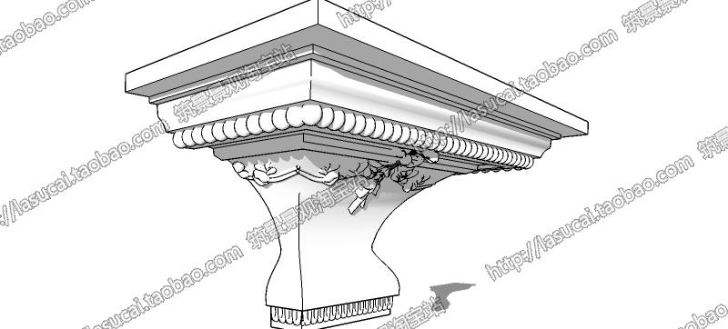 SU组件Sketchup草图大师景观模型欧式建筑石膏线脚构件柱头...-4