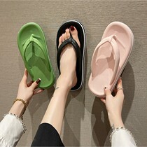 Japanese GP stepping on feces feeling thick-soled flip-flops womens summer low-heeled pinch non-slip outer wear platform eva sandals
