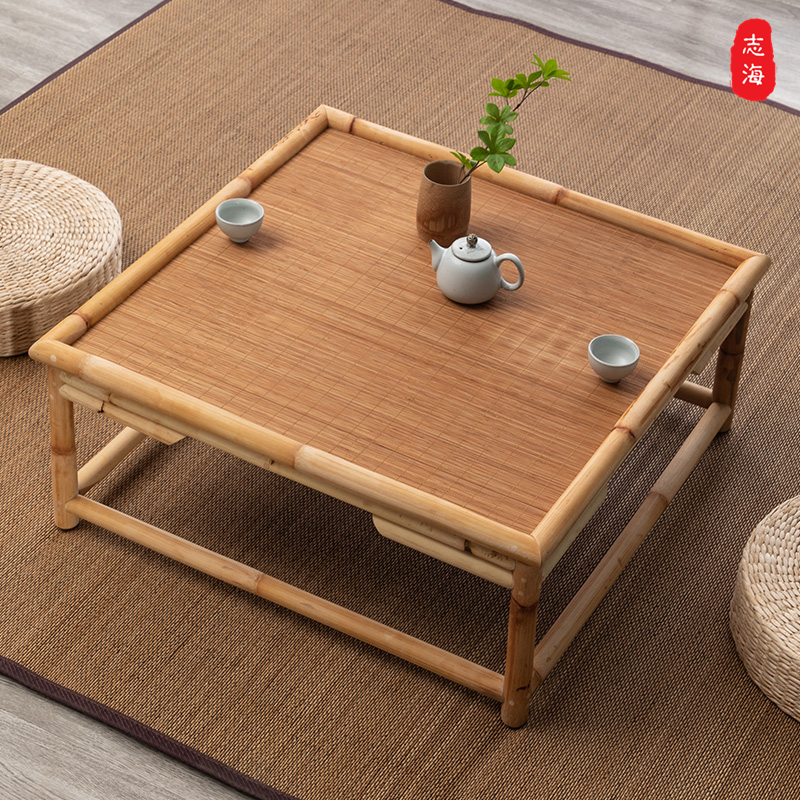 Minima tatami small square table day style small tea table balcony short table bamboo rattan meditation short table square pit table