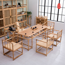 New Chinese tea table and chair combination Zen tea ceremony furniture modern simple bamboo and rattan tea table homestay tea room tea art table