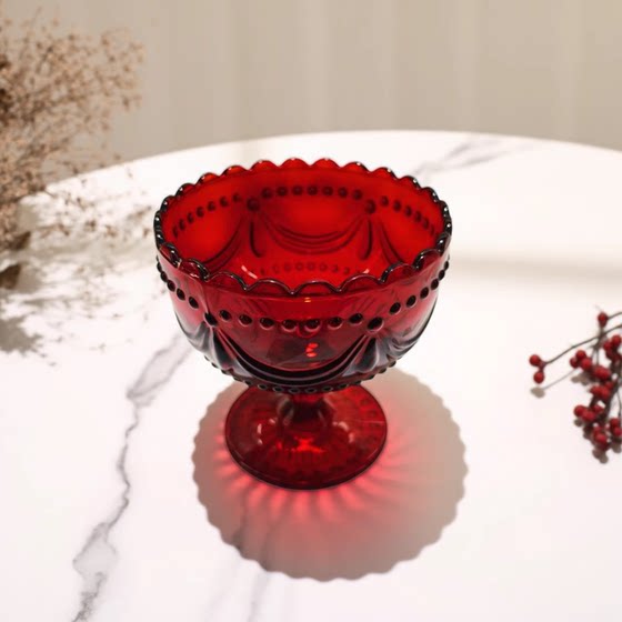 
[Ker] High-value high-foot glass cup household ice cream cup ins style internet celebrity dessert afternoon tea original color