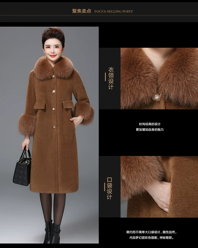 2018 phụ nữ mới dài lông cừu cắt lông cáo lông lông một mảnh nhung lông lông - Faux Fur