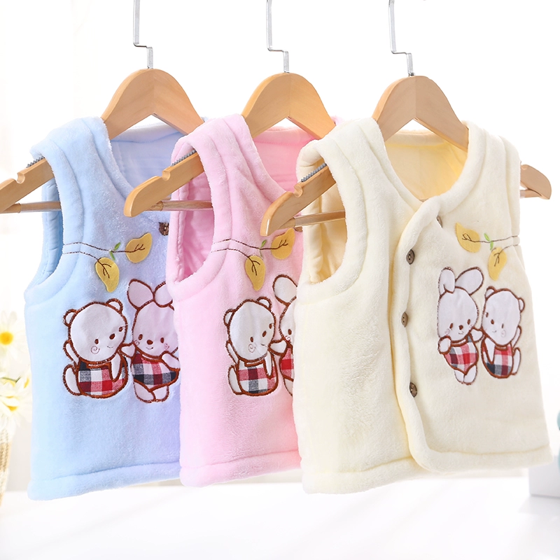 Áo vest trẻ em mùa xuân, mùa thu và mùa đông cotton tinh khiết dày ấm áo vest trẻ em áo vest chần bông sơ sinh áo ghi lê phụ nữ - Áo ghi lê