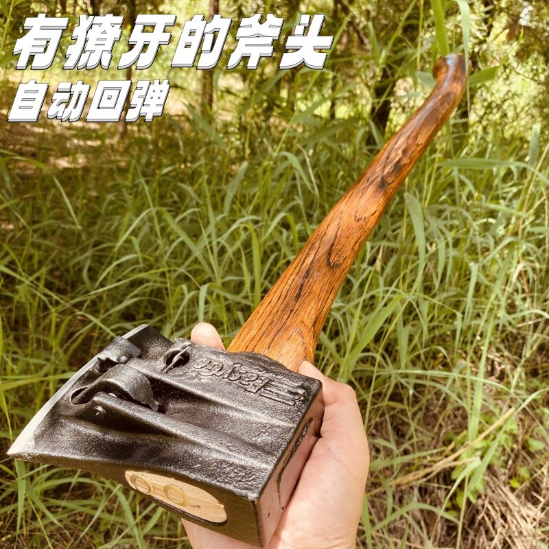 美式机关斧劈柴神器？这把锻打斧子真能“一斧分两半”？-采伐斧-淘宝百科网