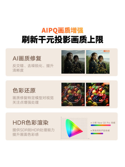 小明Q3 Pro智能投影仪家用超高清游戏投影机客厅卧室家庭影院投墙小型学生已接入米家