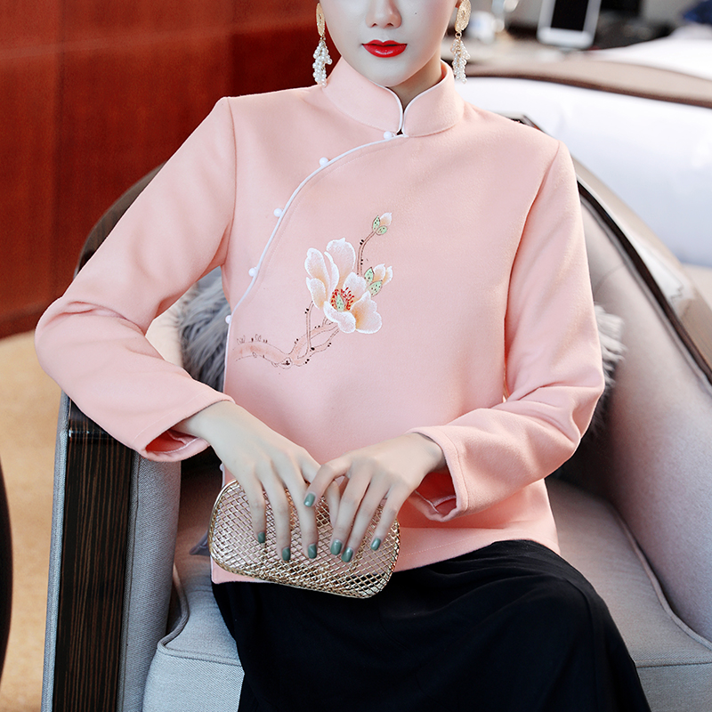 Art China Wind Women's Clothing Country Retro Pan Buttons Blouses Jacket Improvement Han Fu Tea Suit Women Don two sets of autumn