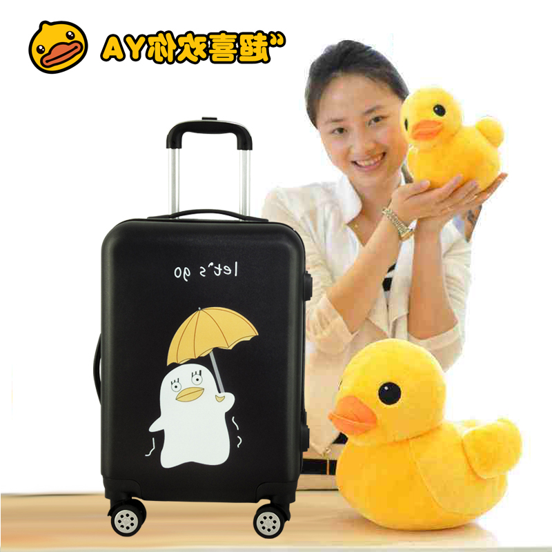 Dễ thương nhỏ tươi hoạt hình graffiti vali bánh xe phổ quát Phiên bản Hàn Quốc của sinh viên đại học 20 nam và nữ xe đẩy vali giá vali kéo loại to