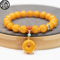 Collectible natural unoptimized raw mineral Danish beeswax original design bracelet 10mm