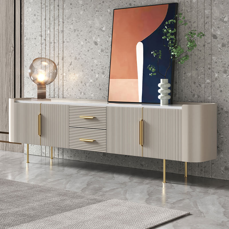 Light extravagant rock plate TV cabinet tea table combination small family rear modern minimalist living-room home high-style lockers storage cabinet