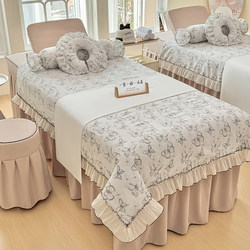 New Four-Piece Beauty Salon Bed Cover Set with Hole for Massage, High-End Luxury Therapy Center Beauty Bed Products