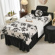 Black and white small fragrance style new autumn and winter high-end beauty salon bed cover four-piece hair therapy thickened milk velvet 2025 new style