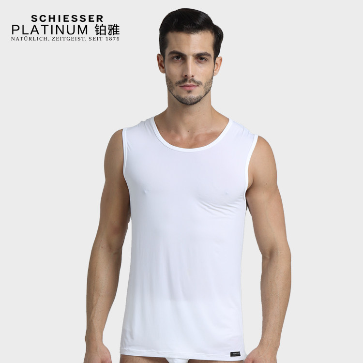 German Shuja Lingerie Men's Vest Platinum Elegant 95-0143V High-end Aloe Silk Light Soft And Smooth And Wide Shoulder Vest