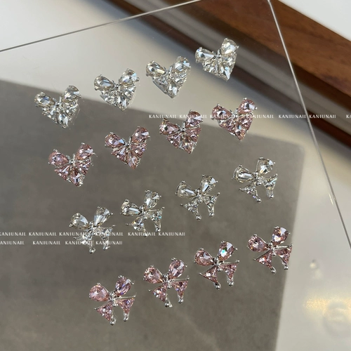 Серебряный набор материалов для маникюра с бабочкой с цирконом со стразами, украшение для ногтей, готовый продукт, популярно в интернете