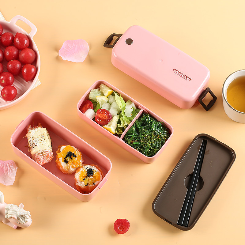 Day Style Lunch Box Meal Kit Small Office Worker Student Portable Fruit Dining Box Double Microwave Oven Heating With Cutlery