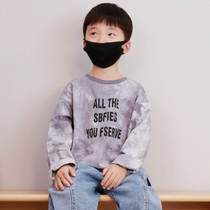 Childrens long-sleeved t-shirt spring and autumn new pure cotton boys casual Korean version of middle and large children tie-dyed boys bottoming top