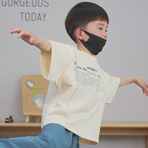 Childrens short-sleeved t-shirt boys 2021 summer new cotton western style top middle and large children beige base shirt tide brand