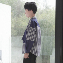 Boys  long-sleeved shirts spring and autumn new striped shirts all-match casual loose striped childrens tops pure cotton Japanese