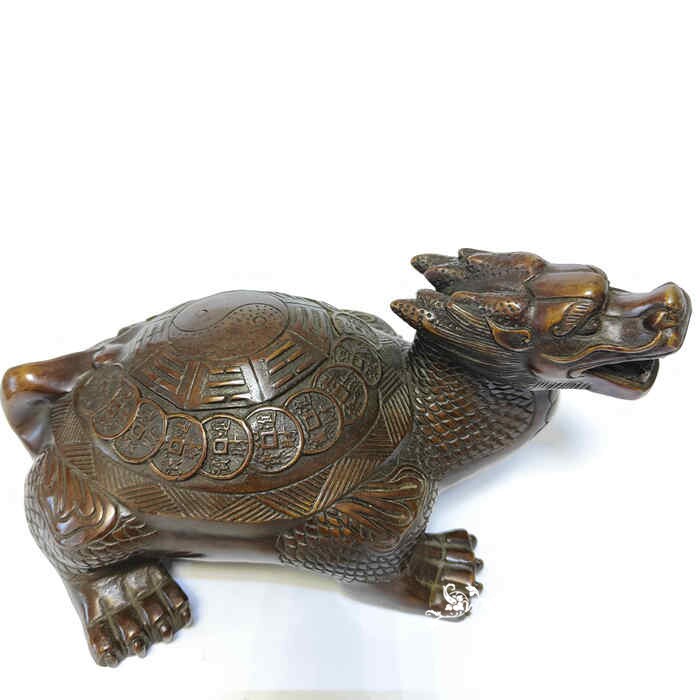 Fine antique antique bronze collection home porch decorations old objects antique brass dragon turtle ornaments