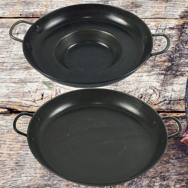 Uncoated hot plate black material deep-bottomed frying pan potato pan pancake cooked iron pan commercial teppanyaki pan