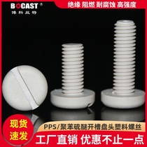 One-word round head PPS high strength flame retardant high temperature resistant M3-M8 plastic screw slotted pan head plastic screw