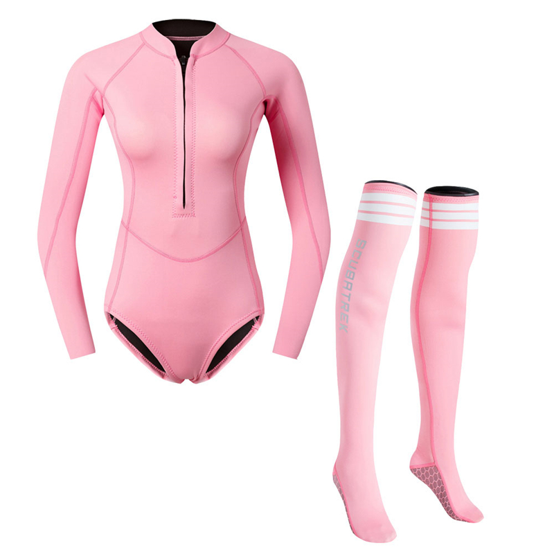 2mm diving suit female conjoined long-sleeved snorkeling swimming surfing warm quick-drying sunscreen thin jellyfish swimsuit stockings
