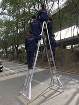 Aluminum alloy herringbone telescopic lift A type terrace high folding horse stool footbed style pedalling home ladder spin-sell