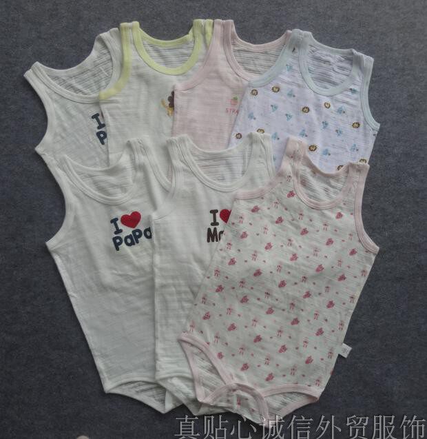 Japanese single slub cotton male and female baby triangle climbing clothing infant jumpsuit pure cotton fart clothing thin cotton sleeveless romper