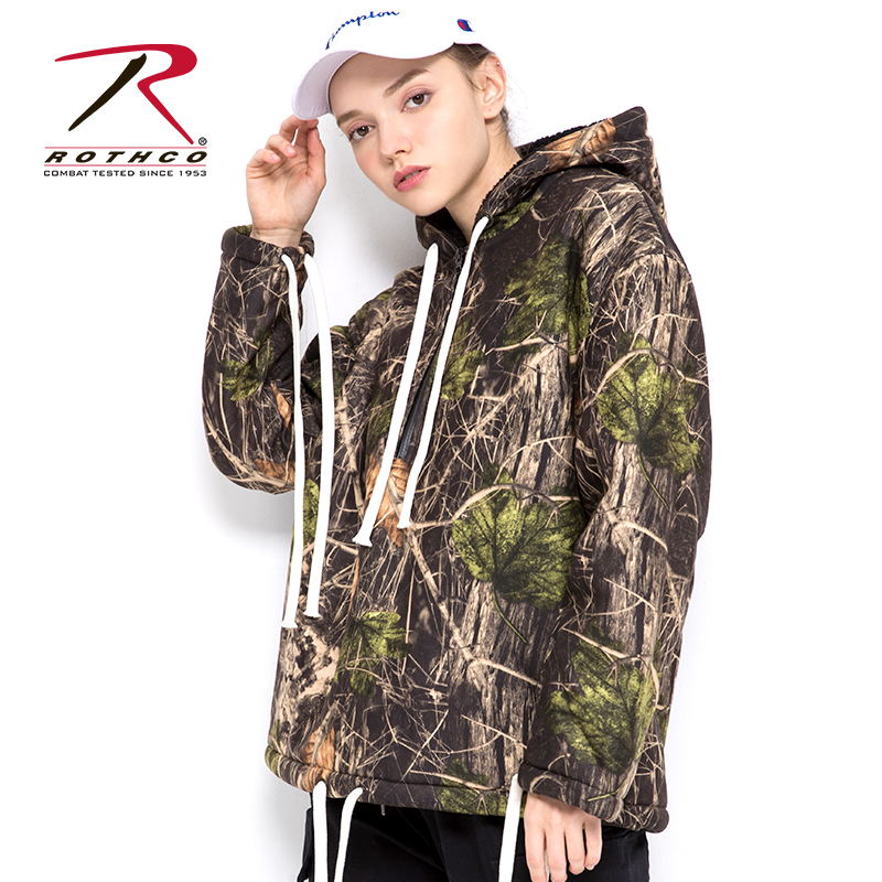 ROTHCO branch camouflage thick pullover lamb velvet sweatshirt windproof cold resistant hooded jacket
