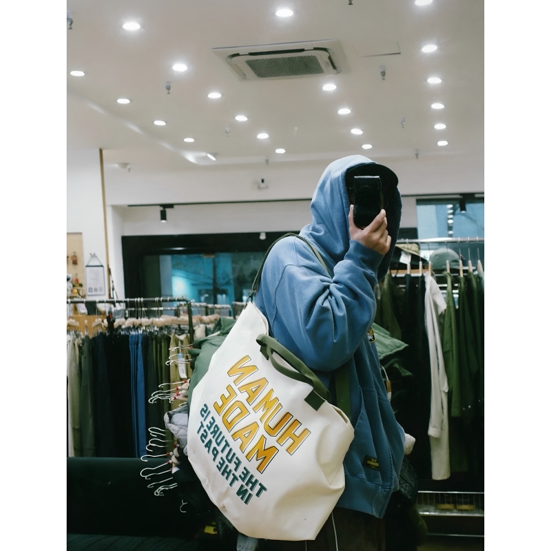 Hum@N Japanese Retro Large-Capacity Commuter Tote Bag, Dual-Use for Men and Women, Shoulder Canvas Tote Bag Hum@N Japanese Retro Large-Capacity Commuter Tote Bag, Dual-Use for Men and Women, Shoulder Canvas Tote Bag