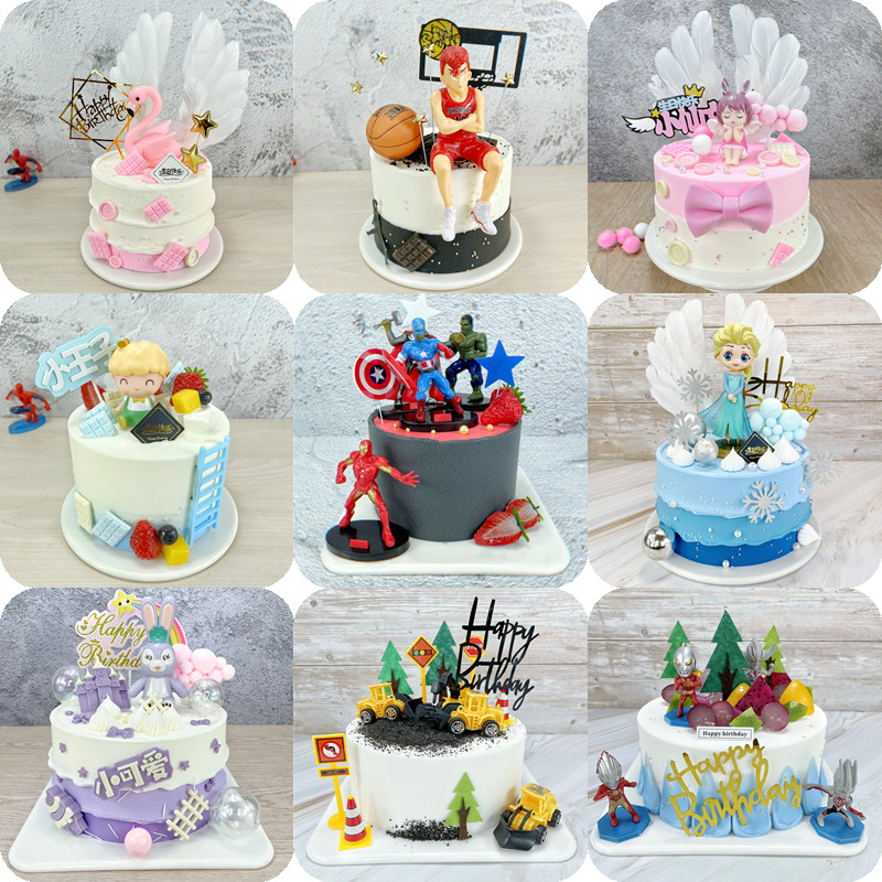 New net red cartoon fruit cake simulation model plug-in decoration birthday cake plastic sample window display