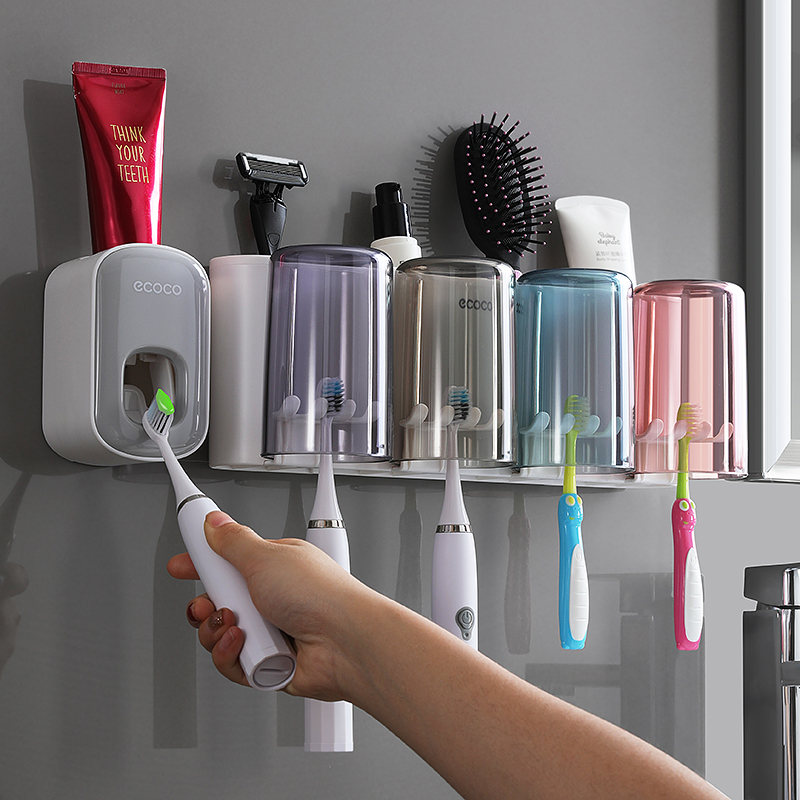 Toothbrush holder Free hole mouthwash cup Brushing cup Wall-mounted bathroom wall-mounted storage box Tooth cylinder set