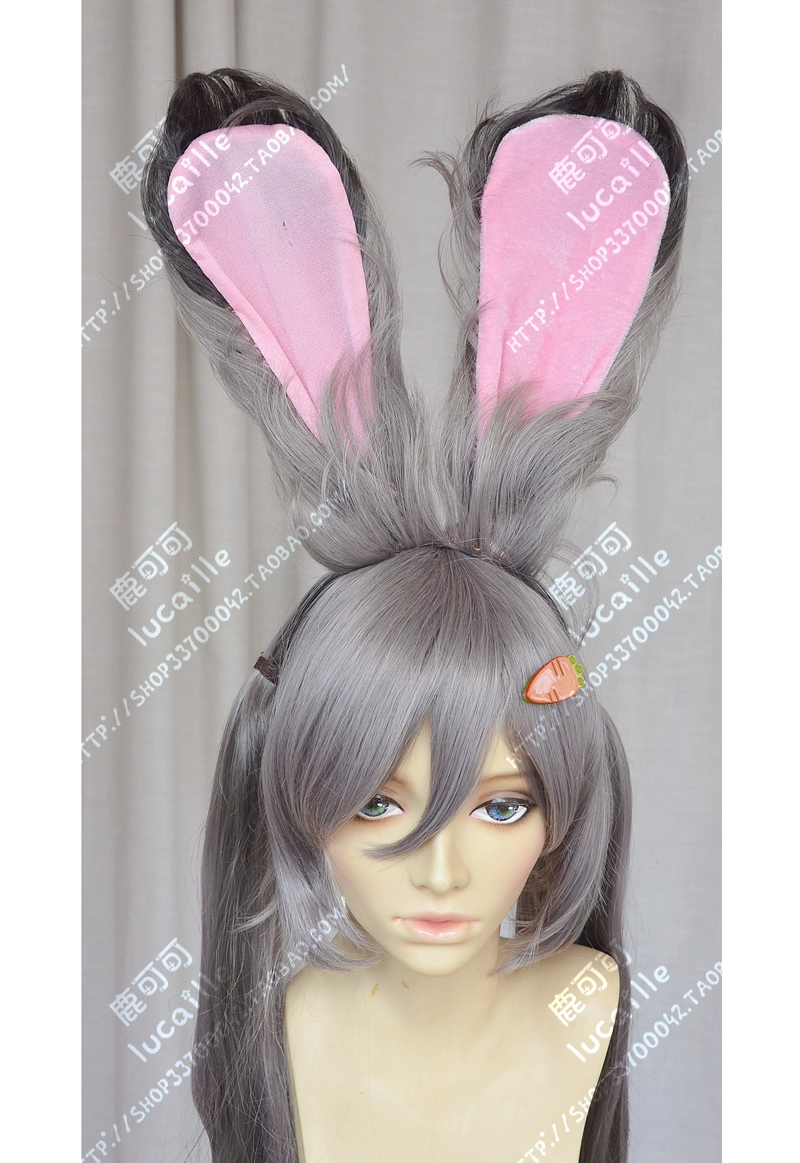 Crazy Animal City Zootopia Judy Rabbit Double Ponytail Gradient Delivery Carrot Cosplay Wig - Cosplay